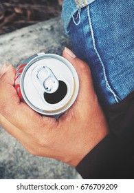 Woman Drinking Cola Can