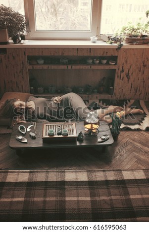 Similar – lifestyle shot of smart kid girl playing checkers at home