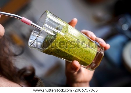 Similar – Green vegetable smoothies and infused fruit water cocktails