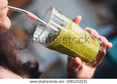 Similar – Green vegetable smoothies and infused fruit water cocktails