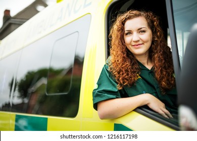 Woman Driver Inside An Ambulance