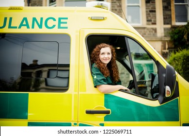 Woman Driver Inside An Ambulance