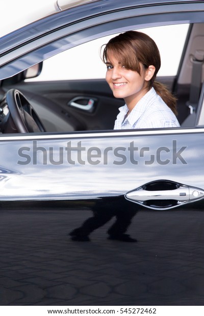 Woman drives the
car