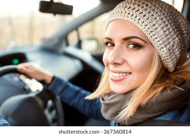 Woman Driving A Car