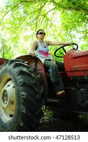 Woman Driving Tractor