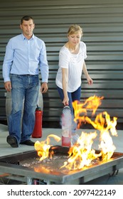 A Woman During Fire Training Event