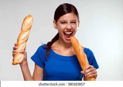 Woman Eating Bread