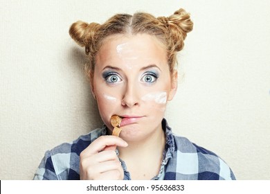 Woman Eating Bread