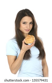 Woman Eating Cornish Pasty