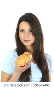 Woman Eating Cornish Pasty