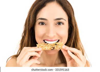 Woman Eating Energy Bar