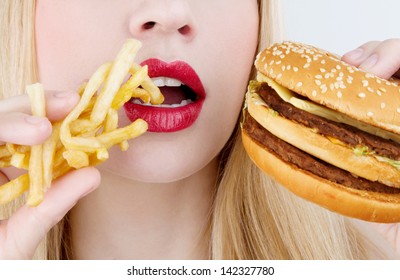 Woman Eating Fast Food