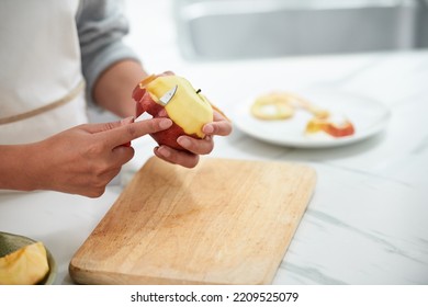 Woman Eating Fresh Ripe Apple