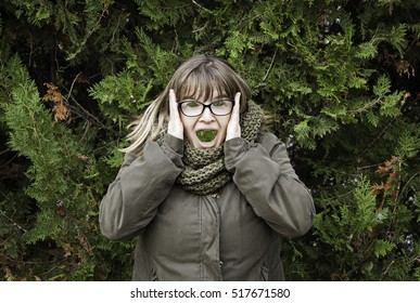 Woman Eating Grass Lawn, Surrealism