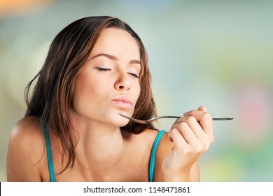 Woman eating Healthy food