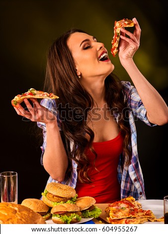 Image result for stock image woman eating pizza