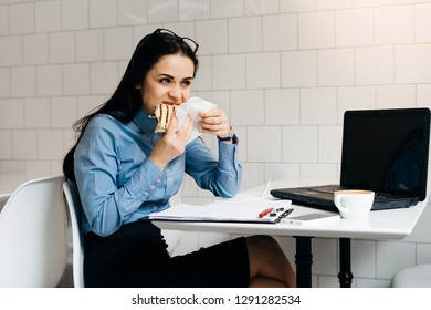 Woman Eating Sandwich Office Stock Photo 1291282534 | Shutterstock