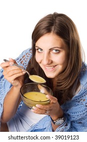 Woman Eating Soup