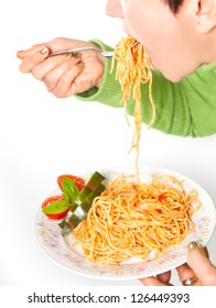 Woman Eating Spaghetti