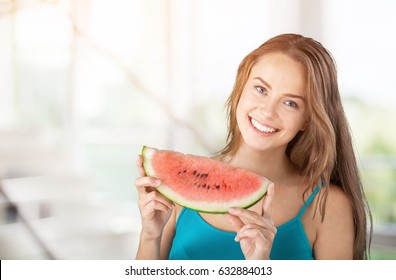 Woman Eating Watermelon.