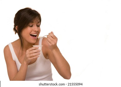 Woman Eating Yogurt