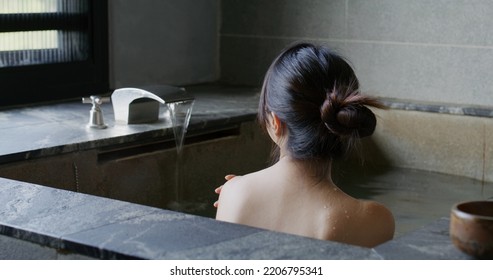 Woman enjoy her hotspring xinbeitou - Shutterstock ID 2206795341
