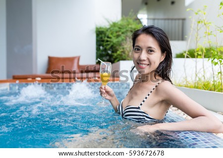 Woman enjoy in jacuzzi spa