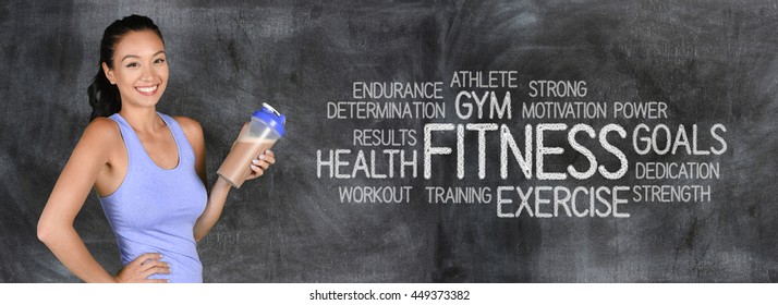 Woman enjoying a protein shake after her workout - Powered by Shutterstock