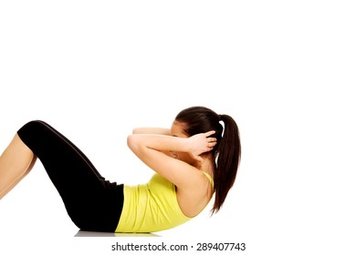 Woman Exercising Doing Crunch Work Her Stock Photo 289407743 | Shutterstock