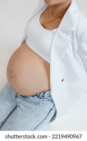 Woman Expecting A Baby, Belly, 35 Weeks Pregnant