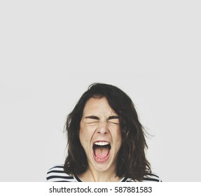 Woman Face Scream Expression Emotion