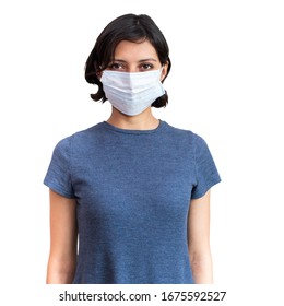 Woman With Facial Health Mask On Isolated Background