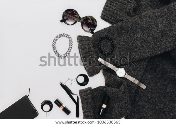 Woman Fashion Accessories On White Background Stock Photo (Edit Now ...