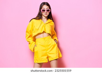 woman fashion sunglasses lifestyle beautiful young girl trendy funny attractive yellow - Shutterstock ID 2325501559