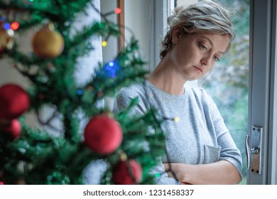 Woman Feeling Alone During Christmas Holiday