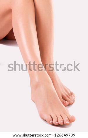 woman feet on white floor