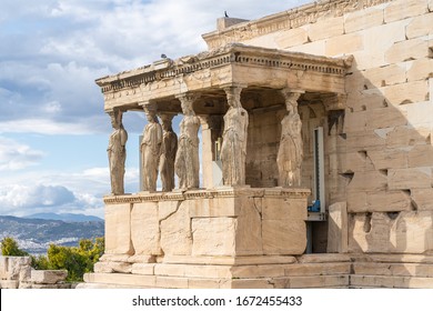 Woman Figures On The Caryatid Porch Of Erechtheion At Acropolis, Athens