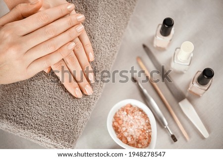 Similar – nail care top view color background