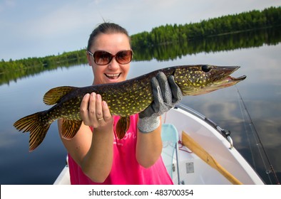 Woman Fishing Pike