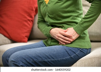 Woman Front Stomach Painful Sign Of Ovarian Pain