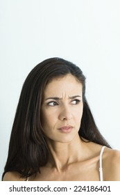 Woman Furrowing Brow, Looking Away, Portrait