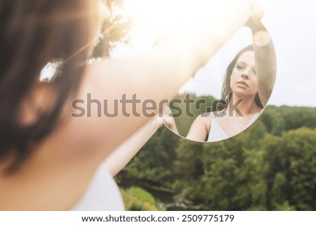 Similar – Image, Stock Photo evening sun Woman Feminine