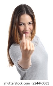 Woman Gesturing Come Here Calling You Isolated On A White Background