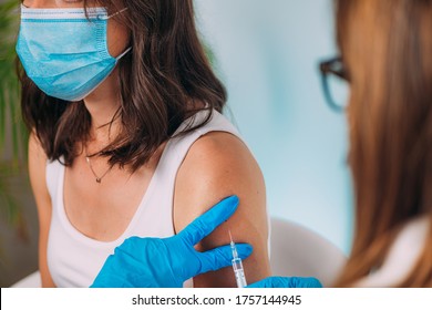 Woman Getting A Corona Virus Vaccine Trial