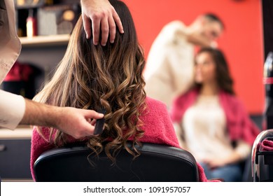 Woman Getting Her Hair Done In The Beauty Salon