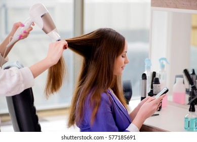 Woman Getting Her Hair Done In Beauty Shop