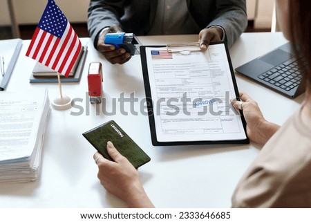 Woman getting her international documents