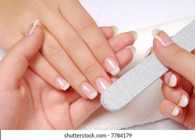 A Woman Is Getting Manicure