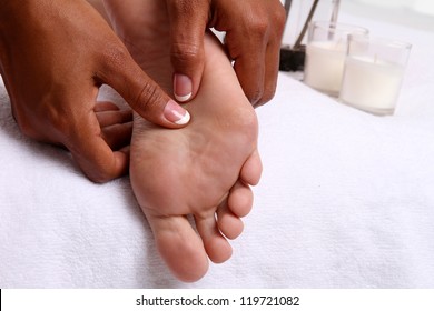 Woman getting a getting relaxing massage in salon