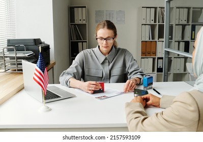 Woman Getting Visa Denial At Office - Shutterstock ID 2157593109
